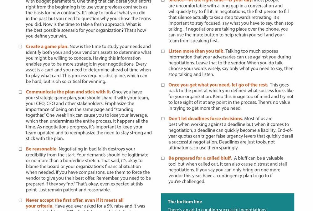 Best Practices Checklist for Negotiating Vendor Contracts